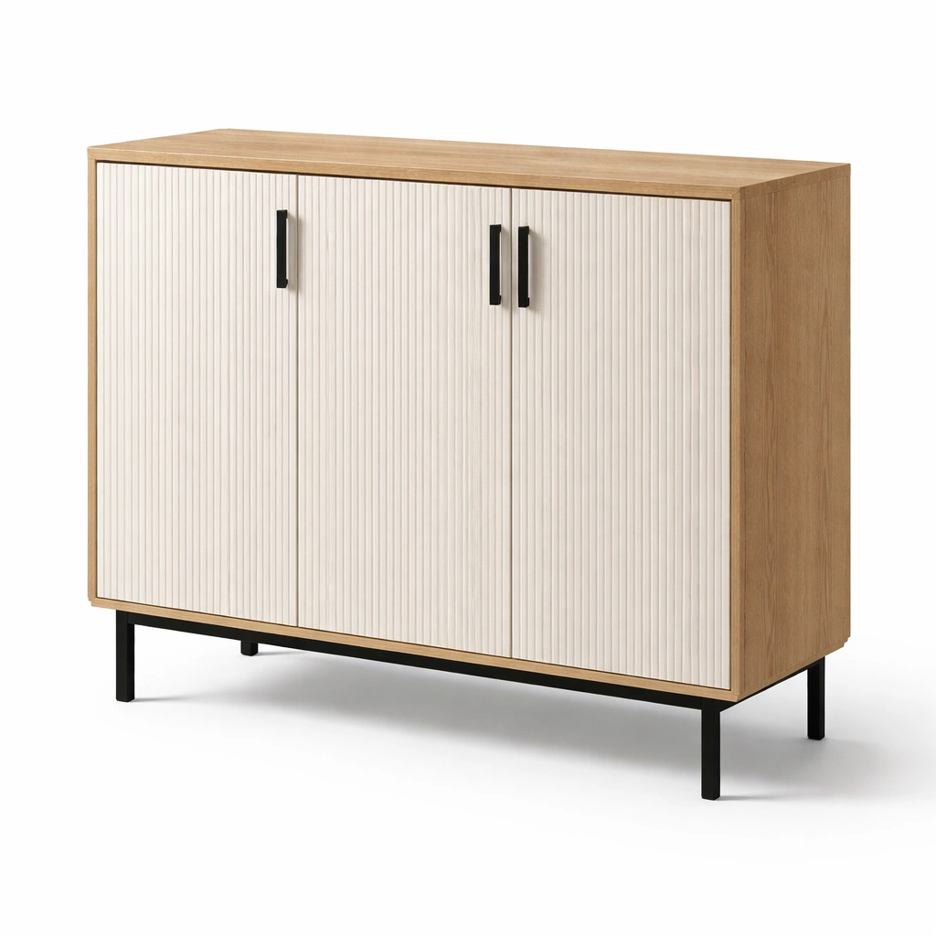 Sideboard mit Lamellentueren Weiss-kenvorio